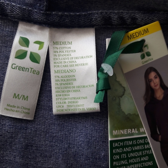 Green Tea Hoodie Jacket Front Zip - Picture 2 of 3